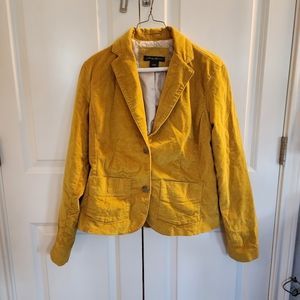 eddie bauer yellow mustard velvet career casual office blazer jacket size 8